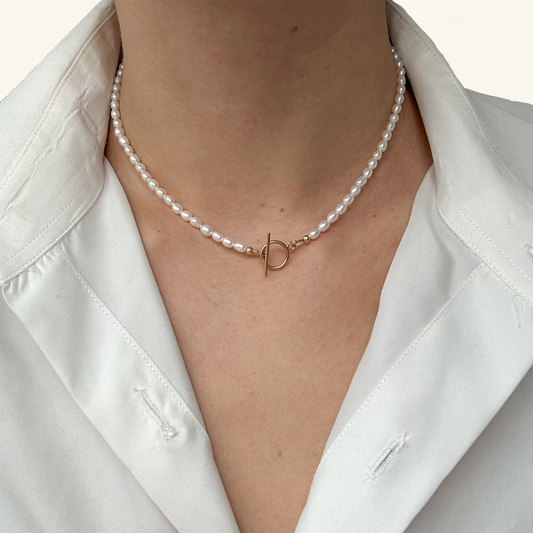 Pearl Gold Toggle Necklace